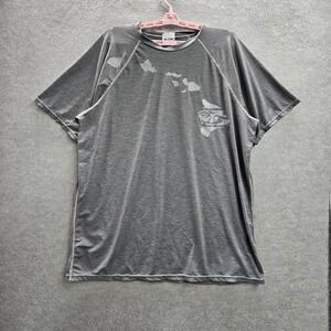Honolua Men Shirt XXL Gray Hawaii Map Activewear Logo Short Sleeve